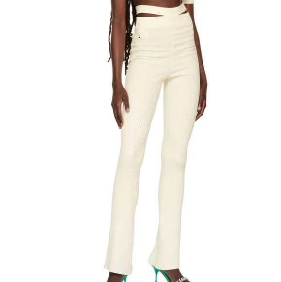 ANDREĀDAMO Off-White Ribbed Pants